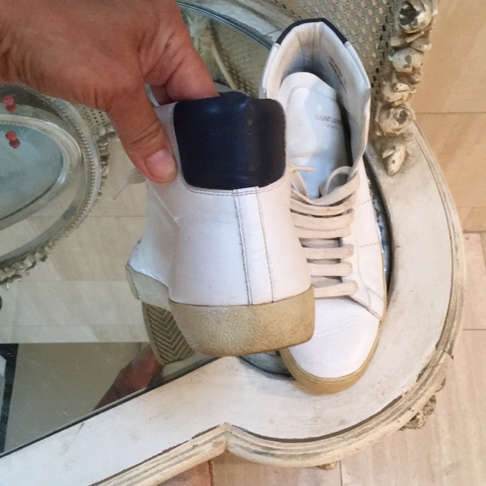 YSL Saint Laurent White High-Top Sneakers - Picture 3 of 8